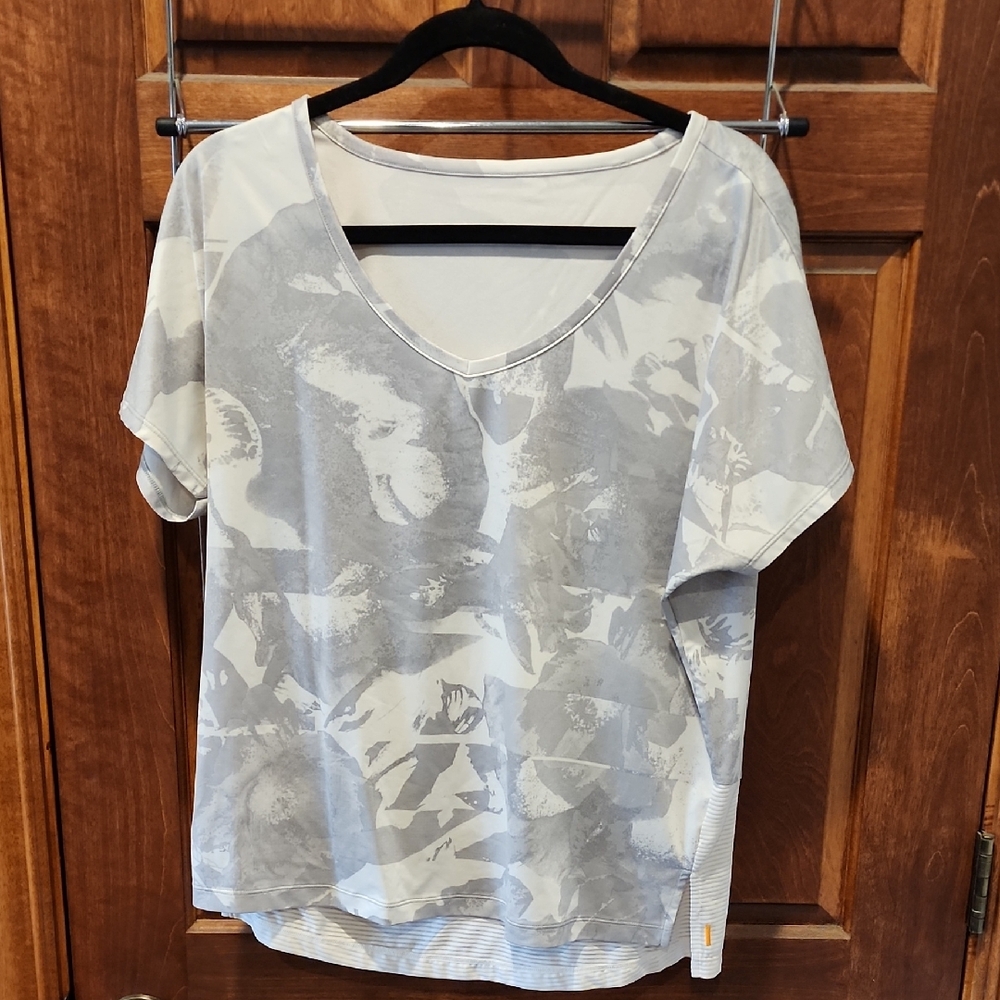 Gray and White Women's Top